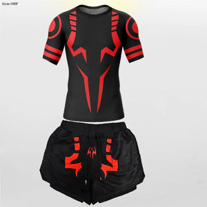 Jujutsu Kaisen Anime Compression T Shirt Suits Men's 2 In 1 Shorts Sport Running Jogging Gym Tracksuit Men Clothing Rashgard MMA