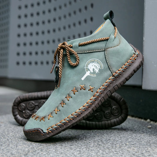 Western Chic Handmade Ankle Boots - Premium Hand-Stitched, Soft Leather, Casual Outdoor Shoes