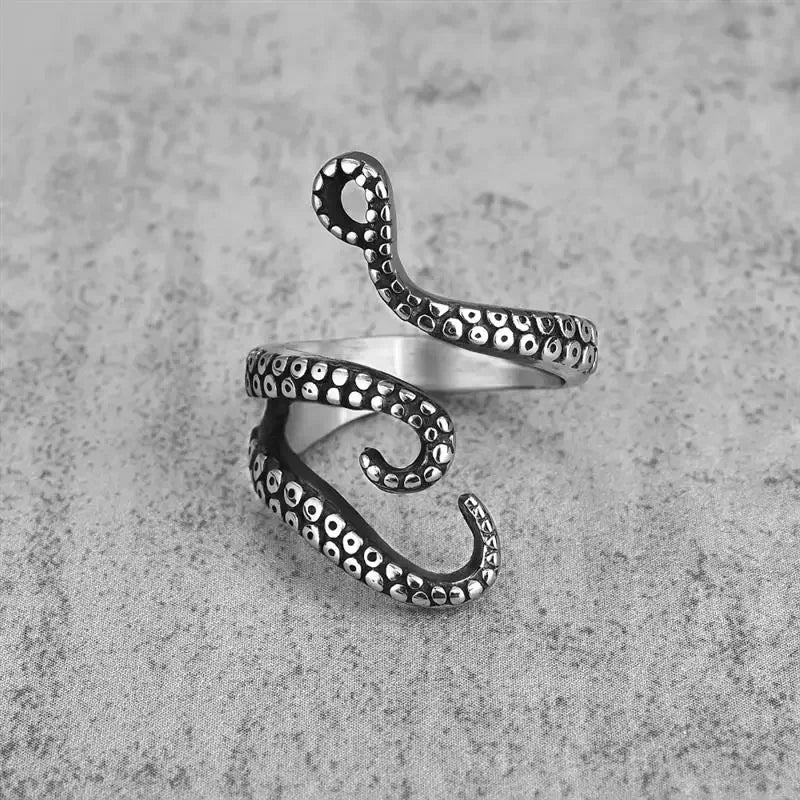 Creative Octopus Rings for Men Deep Sea Monster Squid Finger Tentacles Ring Animal Jewelry  Adjustable
