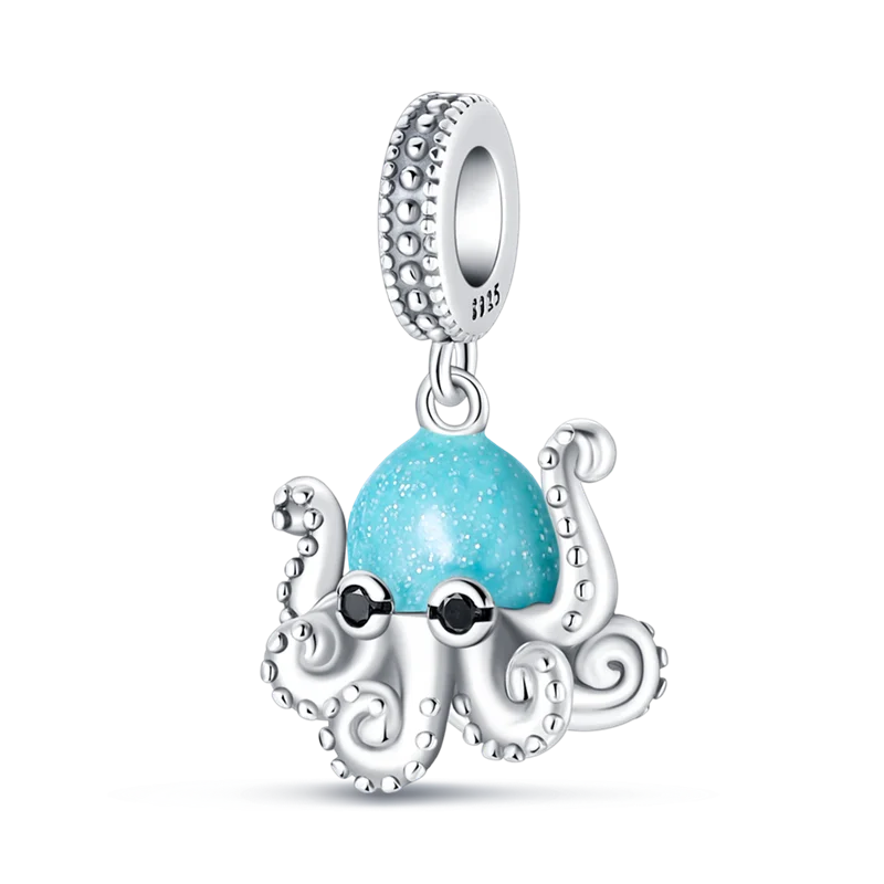Luminous Ocean Series 925 Silver Turtle Charm Suitable for Pandora Bracelet