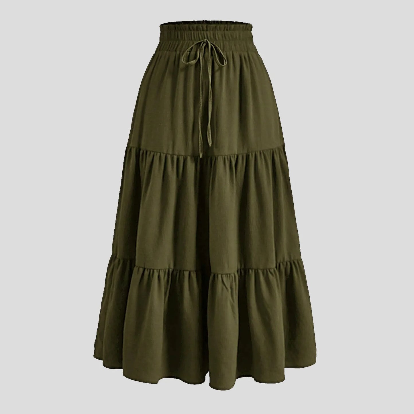 Women's Boho Vintage Floral Print Maxi Skirt Elastic High Waist Pleated Flowy A Line Long Skirts