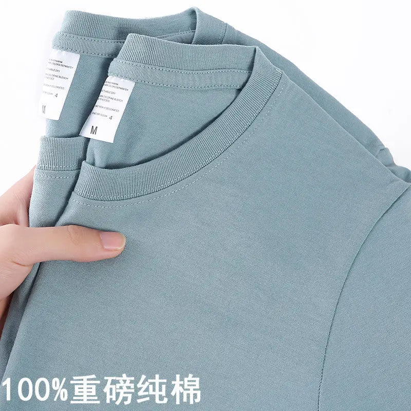 100% Cotton T-shirt Men Women Solid Color O Neck Short-sleeved Tops Summer Loose Half-sleeve T Shirt Unisex M-4XL