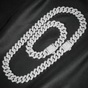 3pcs Necklace+Bracelet+Watch Cuban Chain Watch for Men Hip Hop Miami Curb Iced Out Paved Rhinestone Rapper Cuban men Jewelry set