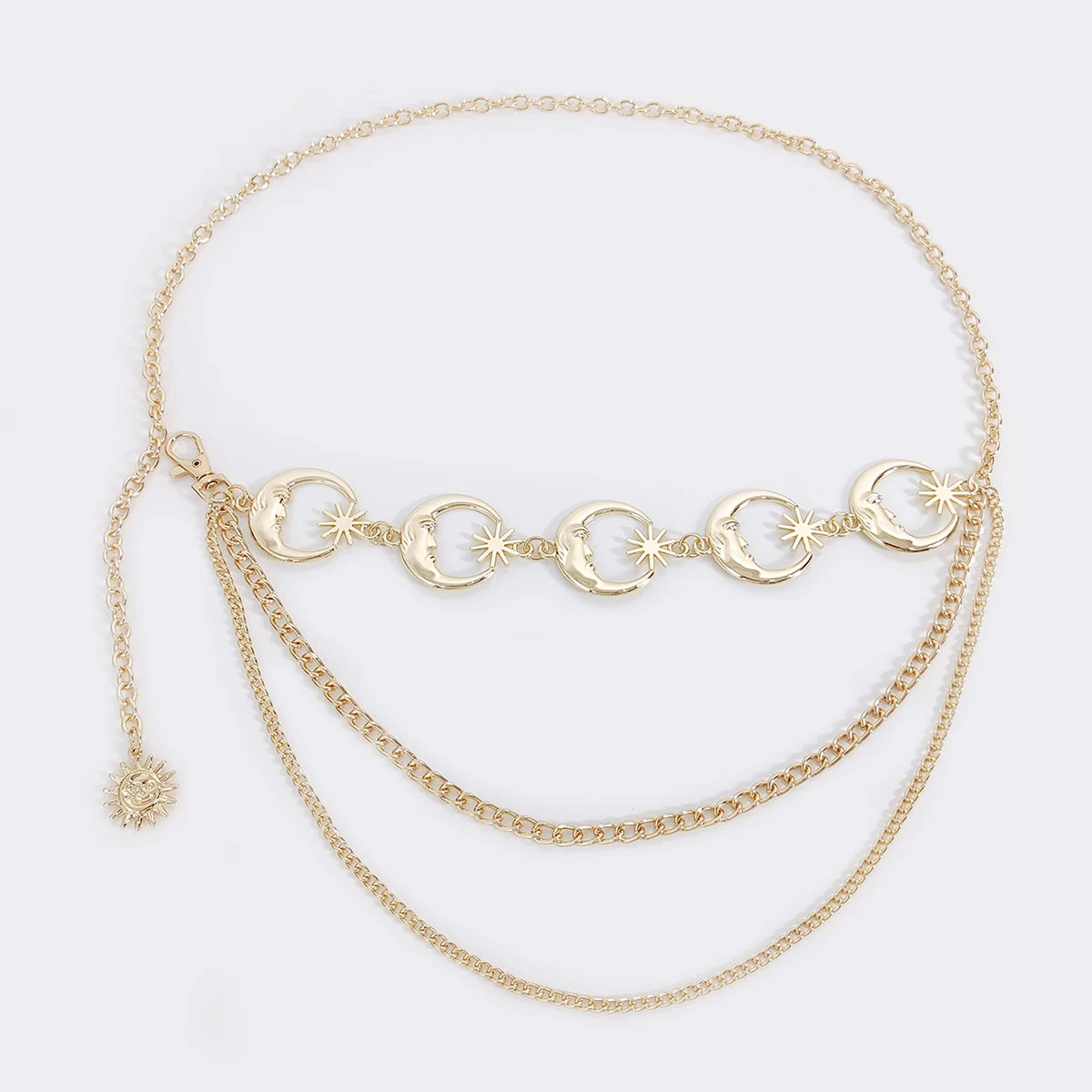 Tassel Waist Gold Chain Belt Accessory  Metal Sun  Moon Belts For Women High Quality Luxury Waistband