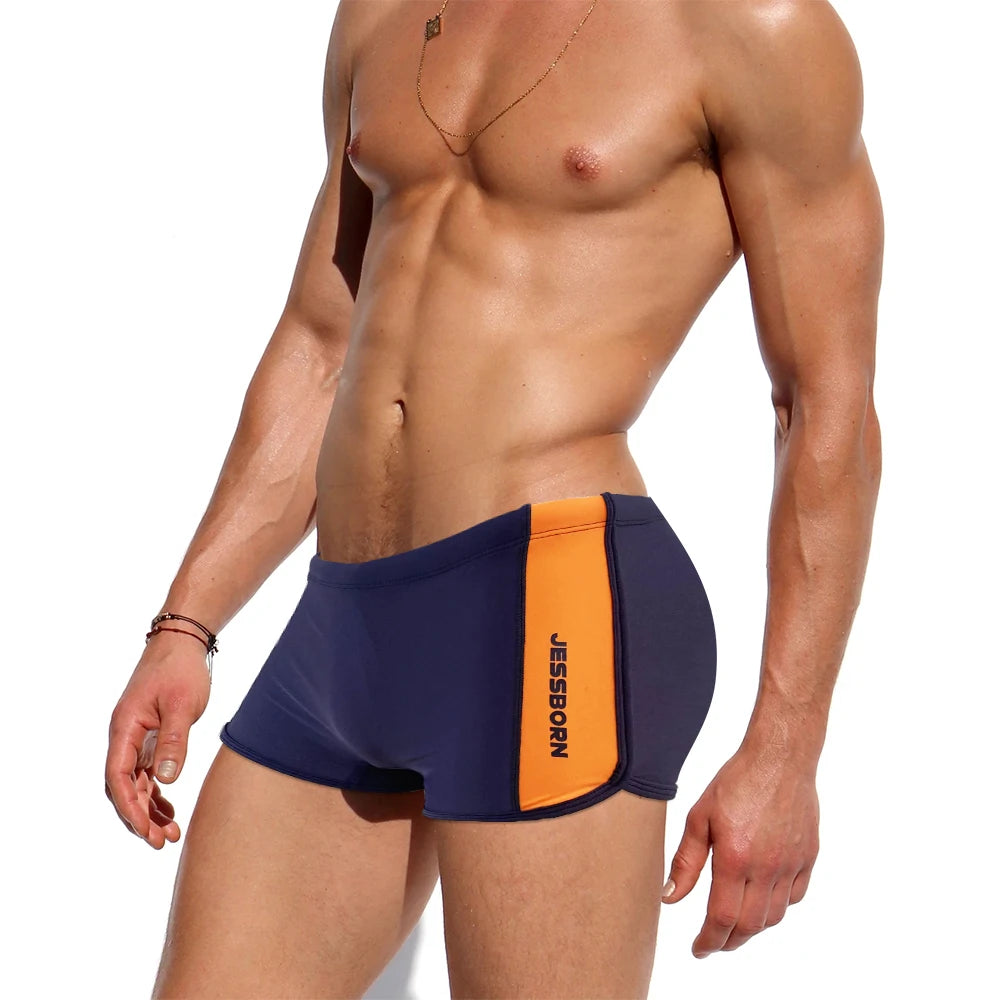 Sexy Mens Side Split Swimming Trunks Summer Nylon Quick Dry Bathing Suit Fashion Male Sport Beach Running Surfing Board Shorts