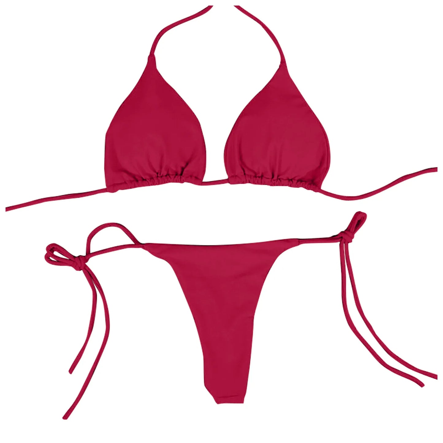 Sexy Women Bikini Side Tie Swimsuit T--back Low Rise Thong Bandage Style Brazilian Swimwear Soft