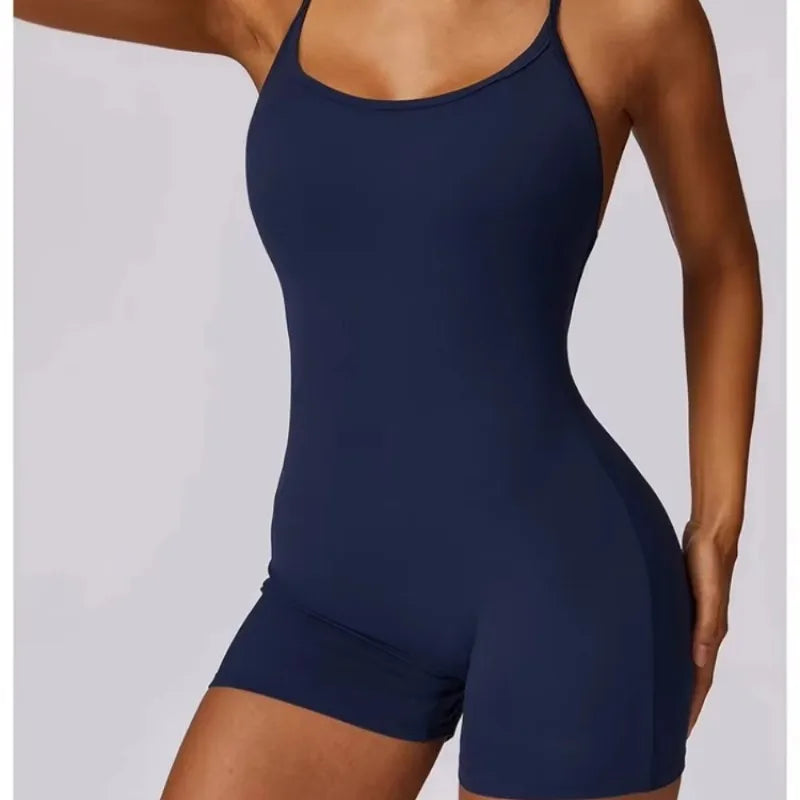 Quick-Drying Nude Feel Sports One-Piece Leisure Running Fitness Clothes Tight Back Yoga Clothes workout shorts  yoga shorts