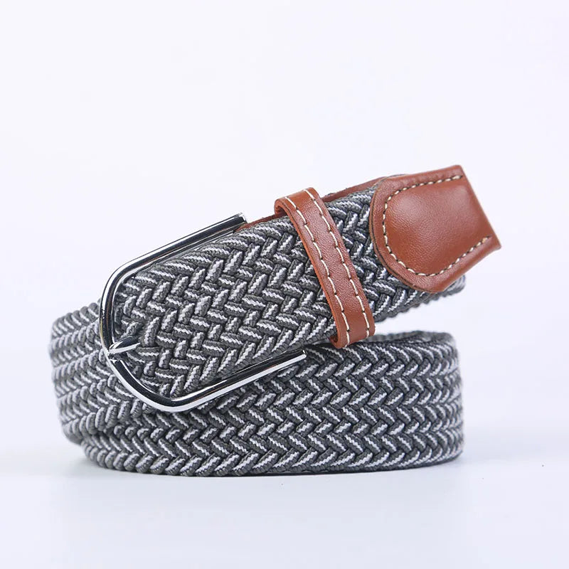 Casual Knitted Pin Buckle Belt Woven Canvas Elastic Expandable Braided Stretch Belts Women Jeans