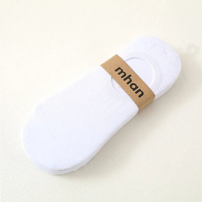 5Pair / Lot Fashion Happy Men Boat Socks Summer Autumn Non-slip Silicone Invisible Cotton Socks Male Ankle Sock Slippers
