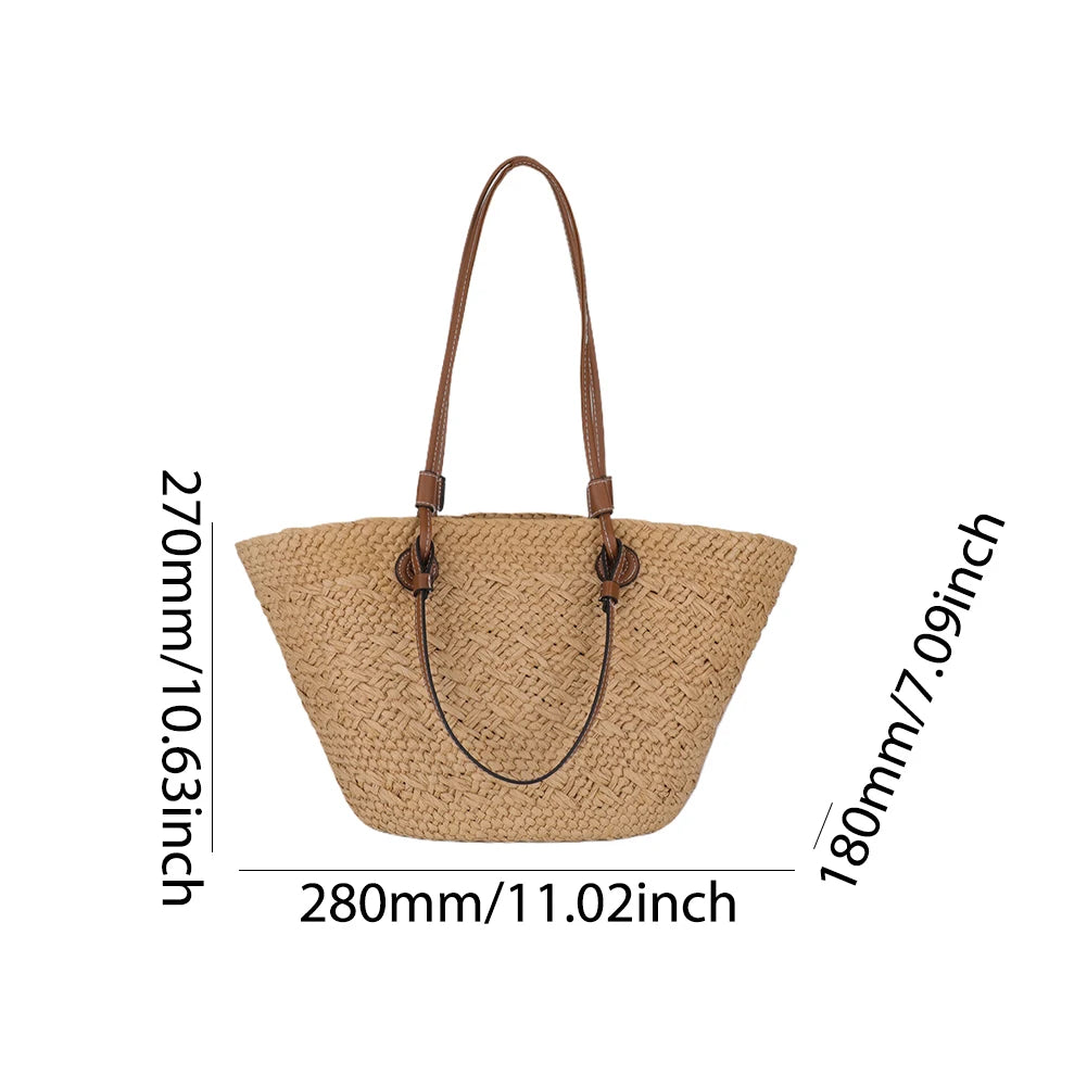 Straw Woven Tote Bags for Women Shoulder Raffia Bag  Rattan Large Shopping Basket Beach Bag Luxury Crochet Handbag Tote Bag