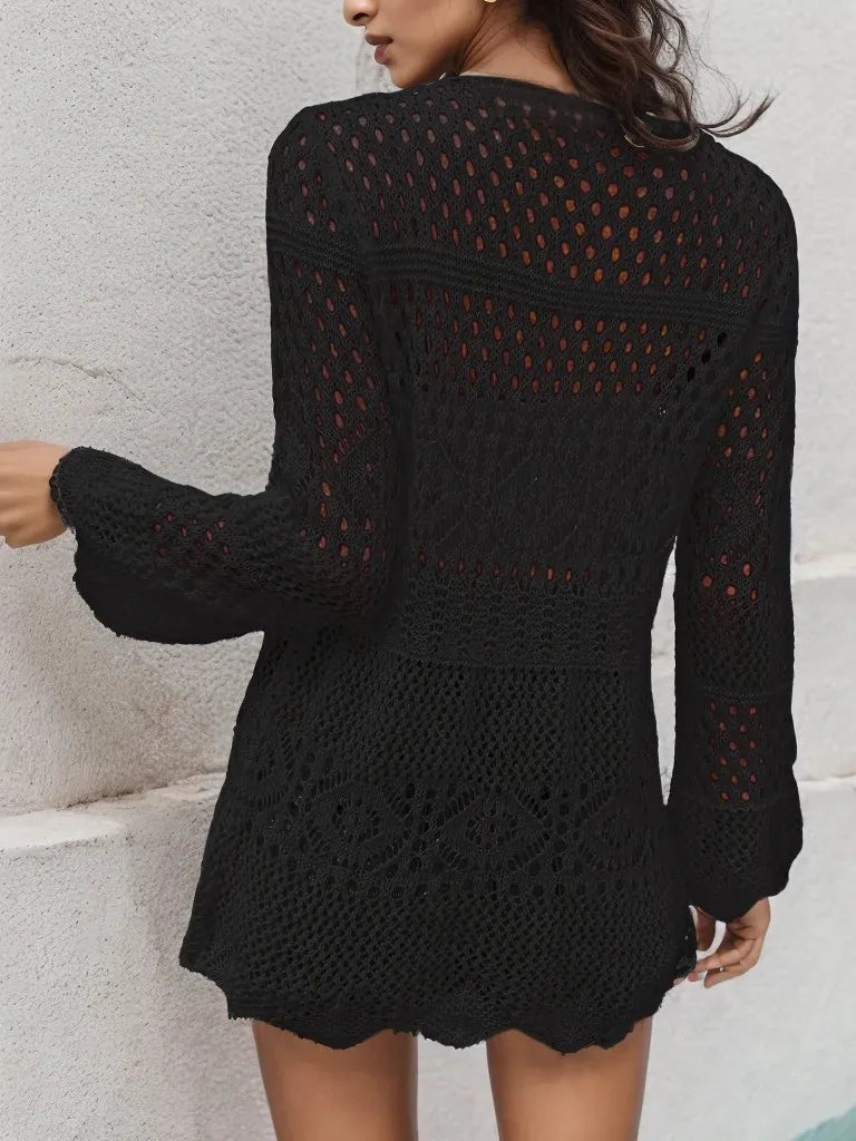 Spring summer autumn hollowed-out coat sweater casual smock elegant casual cardigan sweater