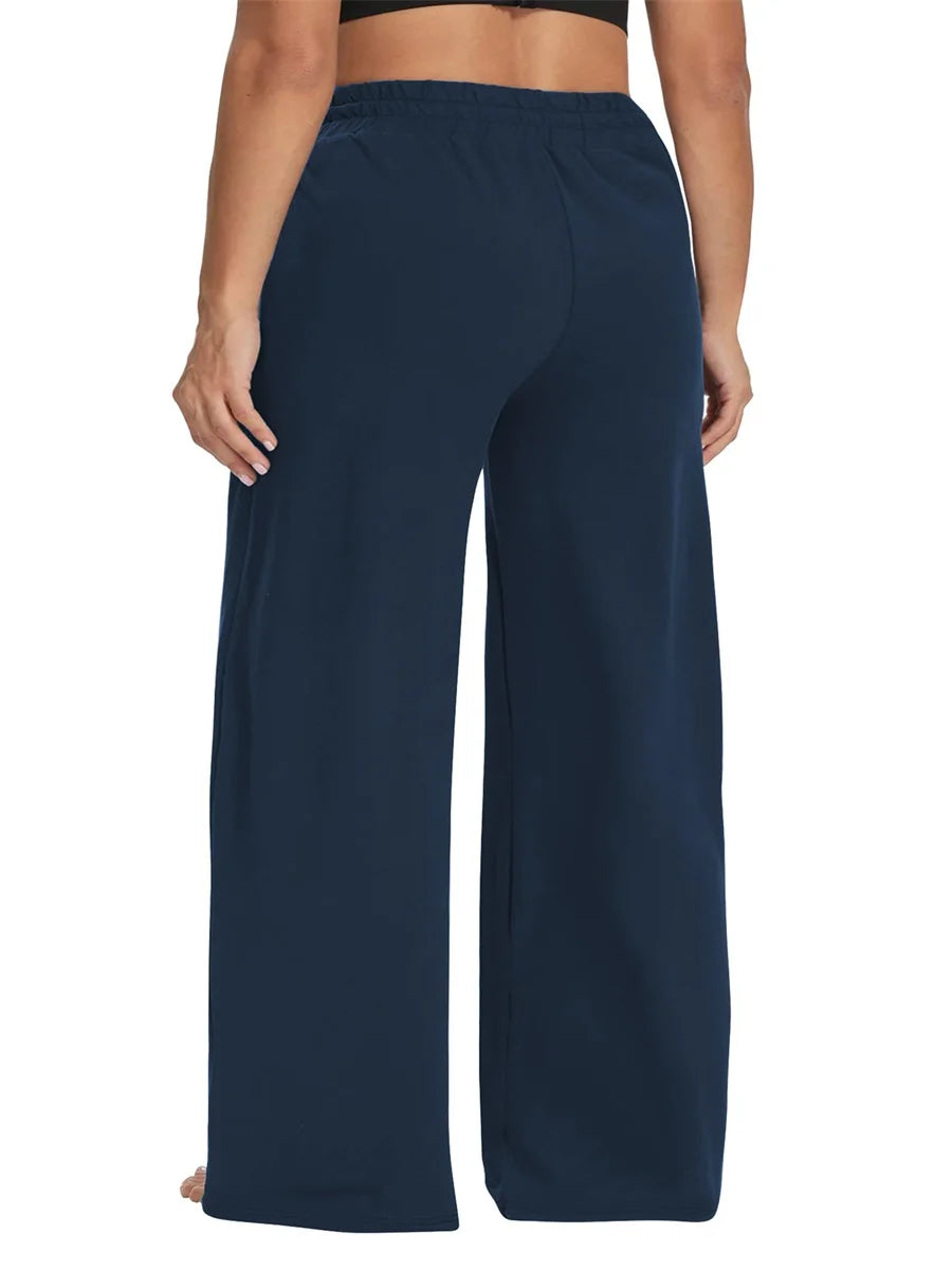 Women s Casual Loose Fit Wide Leg Pants with Elastic Waistband and Pockets
