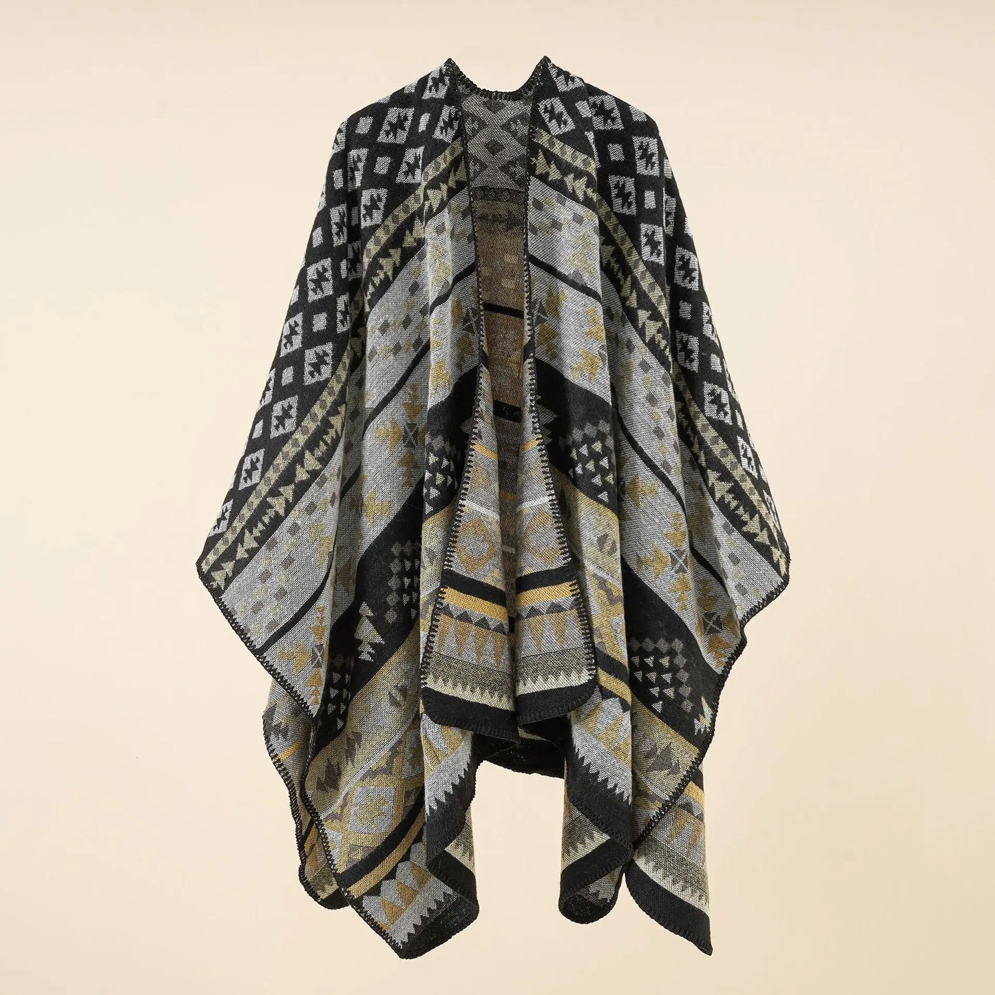 Women Luxury Imitation Cashmere Ponchos Scarf Winter Pashmina Shawl Wrap Thick Blanket Stole