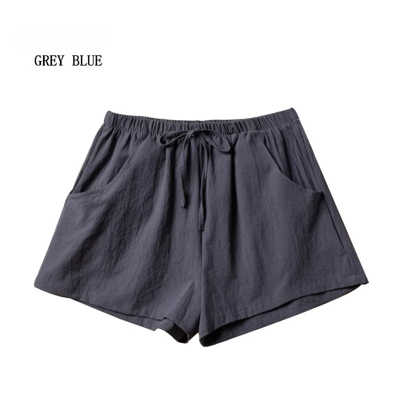 Casual Linen Shorts Women Gym Workout Shorts Cotton Short Pants High Waisted  Ladies Short