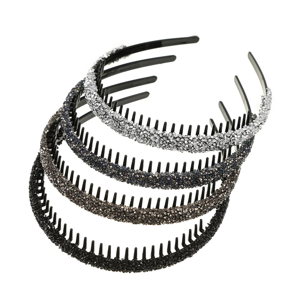 Luxury Non-slip Rhinestone Hair Hoops Bands Women Tooth Elastic Headbands For Women Shiny Hair Hoops Bezel Accessories