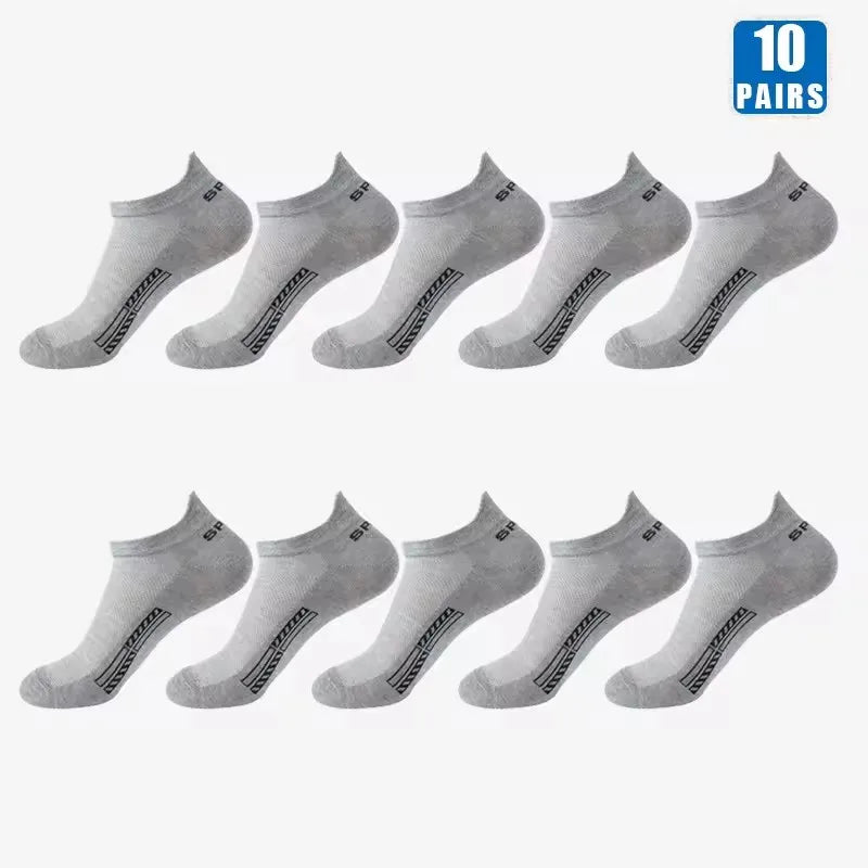 10/20 Pairs Men Short Socks Trendy High-Quality Low Cut Round Neck Ankle Socks Mesh Breathable Sports Casual Men Boat Socks