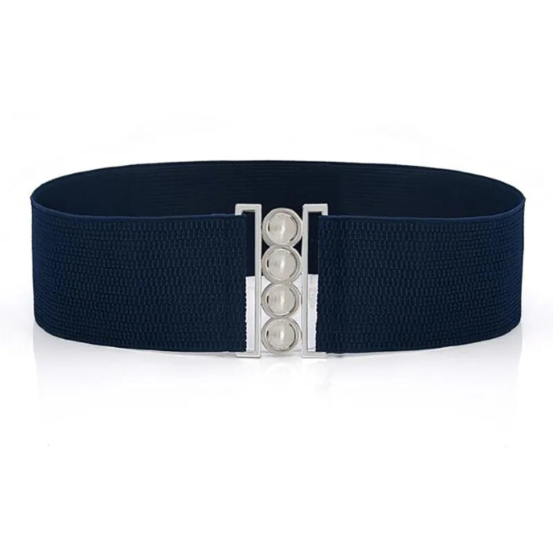 Women’s Elastic Cinch Belt Fashion Stretch Waist Band Clasp Buckle Stretchy Retro Wide Waist Cinch Belt Waistband
