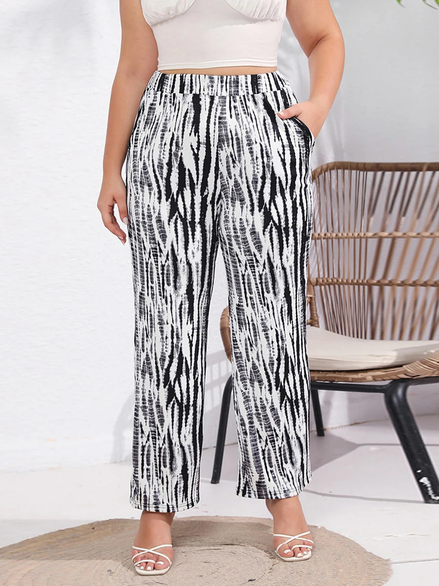 Women s Casual Loose Fit Zebra Print Wide Leg Palazzo Pants with Elastic Waistband for Spring and Summer Fashion