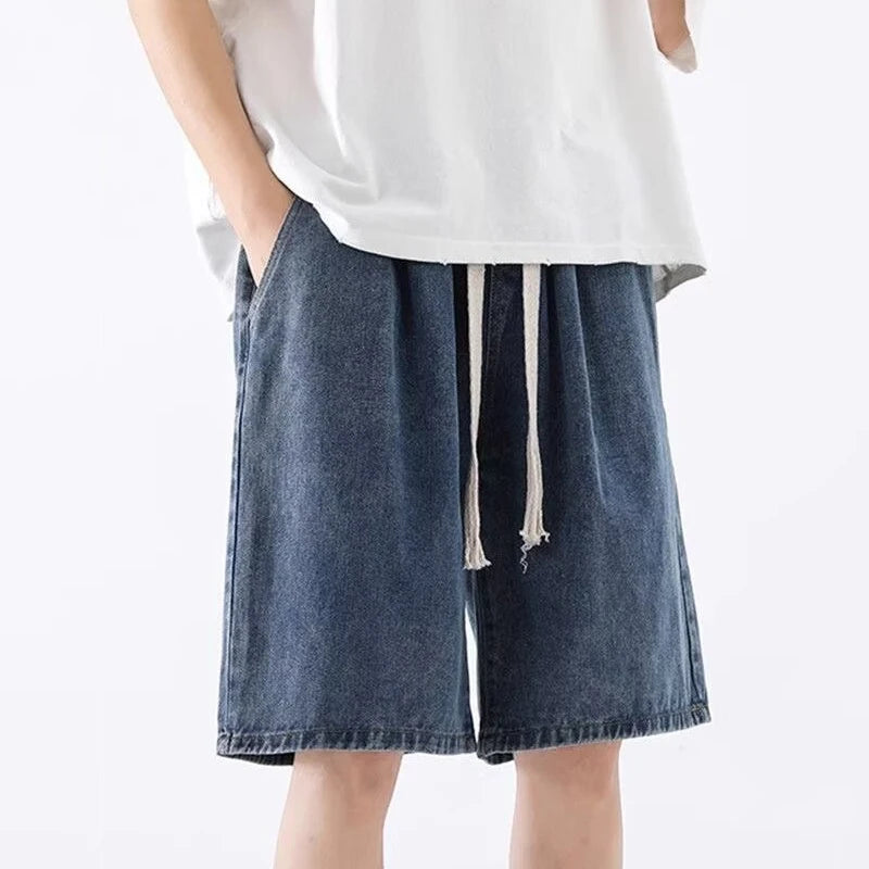 Loose Fit Denim Shorts  Summer Fashion  Casual Straight Leg Five Quarter Pants High Street Wide Leg Baggy Pants