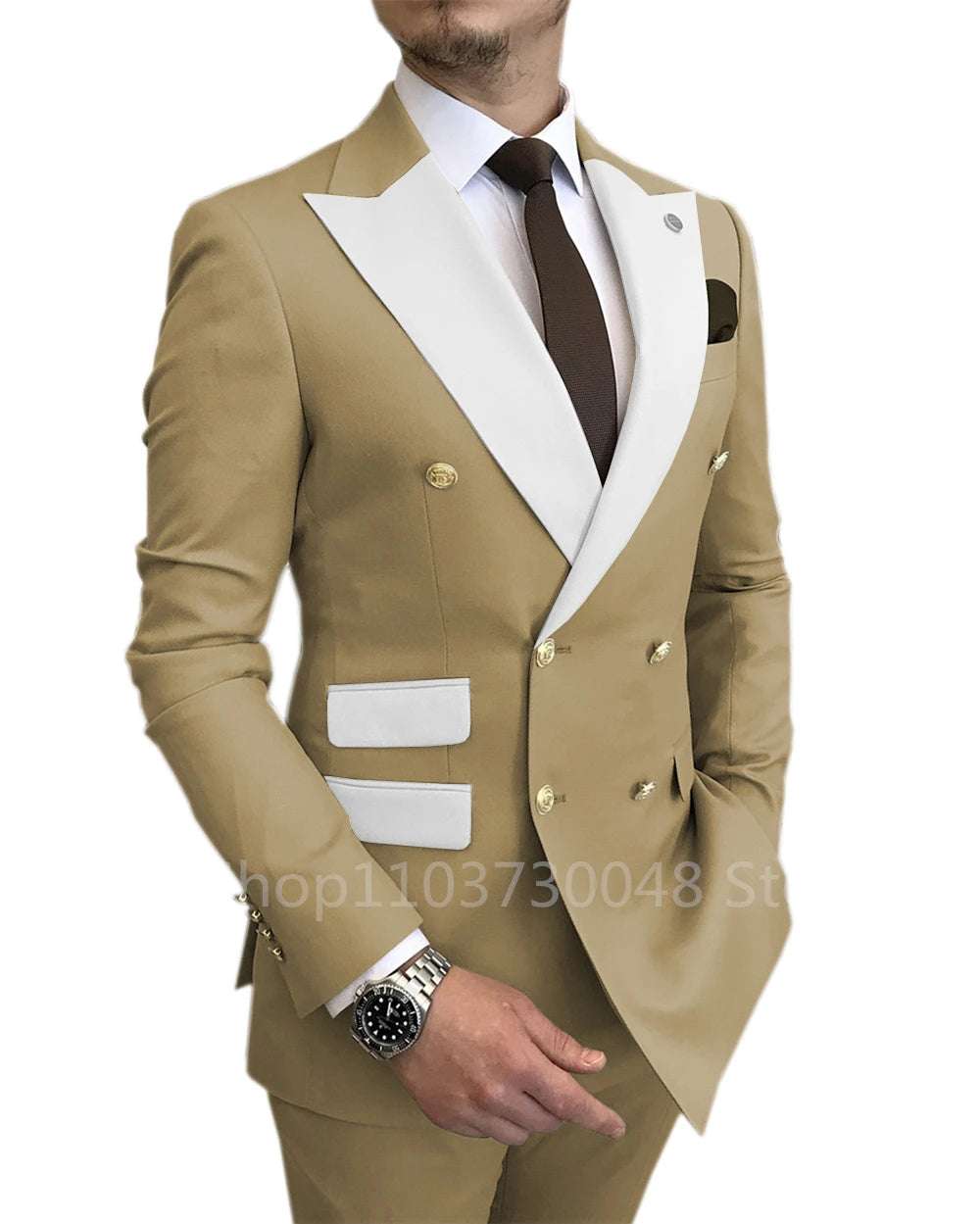Slim Fit 2 Piece Wedding Men's Suits Solid Groom Tuxedos Formal Suits for Prom Party Best Man Peak Lapel Blazer Pants