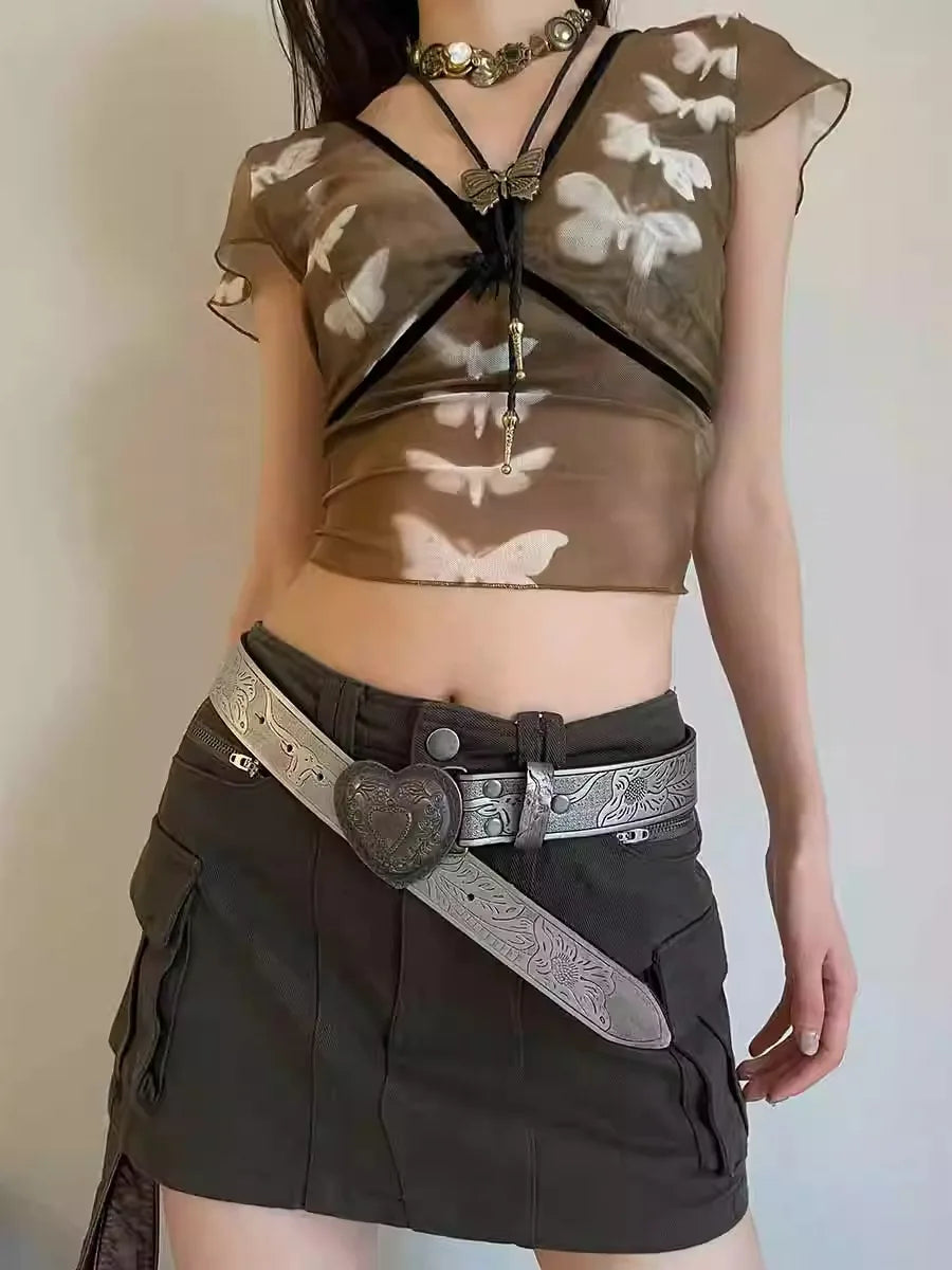 Retro Belt Female  Fashion Accessories Jeans With Slim Personality Belt Heart