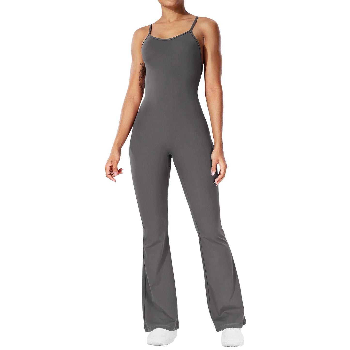 Elegant V-Neck Sleeveless Jumpsuits Women High Waist Wide Leg Pants  Backless Cross Strap