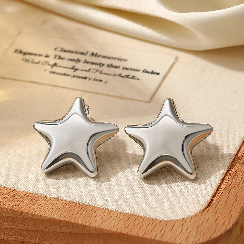 Stainless Steel Earrings Fresh Exquisite Star Stud Super Sparkling Earrings For Women Jewelry Ornate Texture