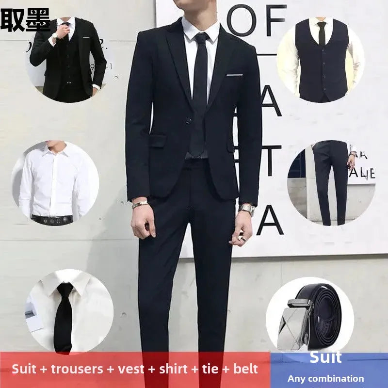 Men's Casual Suit Three-Piece Set Slimming Western-Style Clothes Professional Business Attire For Youth Student