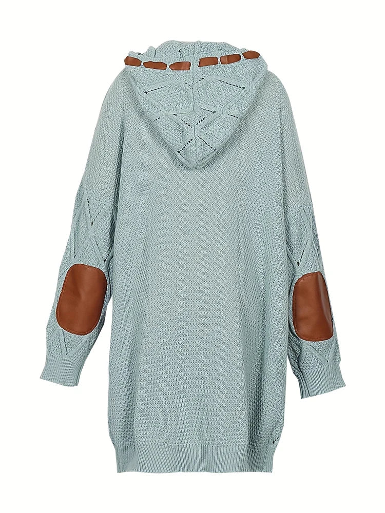 Plus Size Fall and Winter Women's Hooded Cardigan Casual Knitted Cardigan Temperament Elegant Loose Sweater