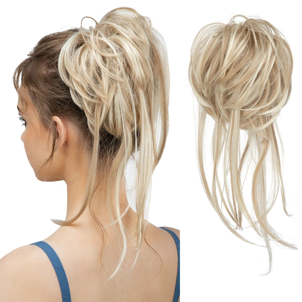 Synthetic Elastic Messy Bun Hairpieces Curly Scrunchie Black Blonde Brown Chignon Band Updo Donut For Women Natural Fake Hair