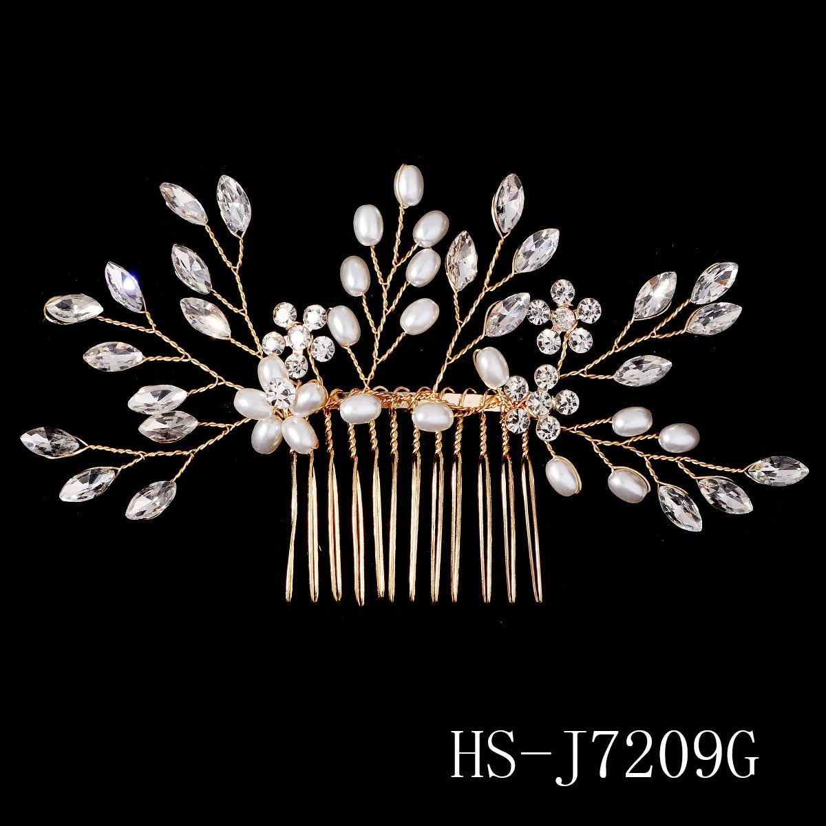 Golden Luxury Pearl Hair Comb Classic Jewelry Crystal Side Bangs Hair Clip For Women Elegant Headpieces