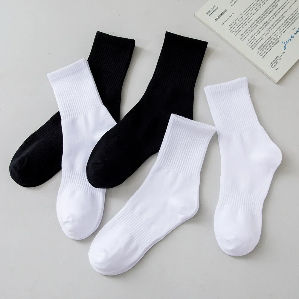5Pairs Brand Men Cotton New Style White Socks Men Soft Breathable Sports Long socks Summer Winter for Male Socks Plus Size