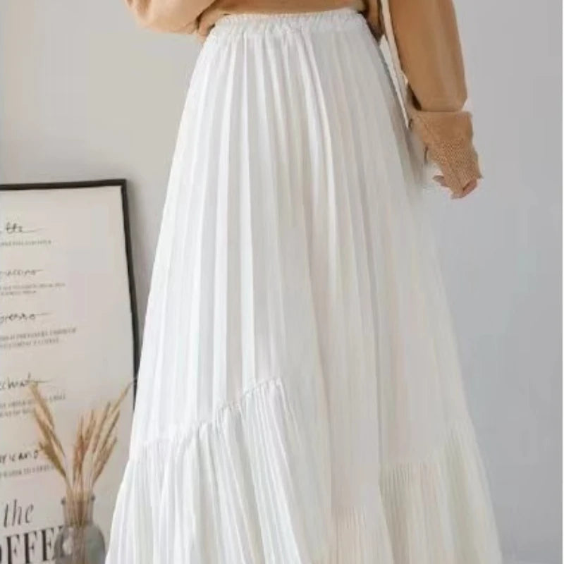 Long Skirt High Waist Pleated Patchwork Mermaid