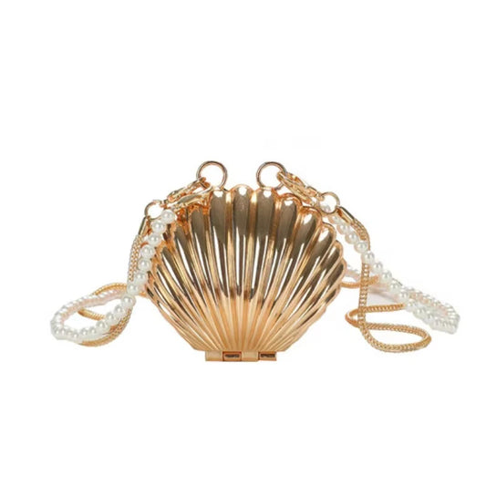 Summer Lipstick Bags for Women Fashion Pearl Mini Purse Crossbody Bag High Quality Gold Shell Bag Designer Shoulder Bag