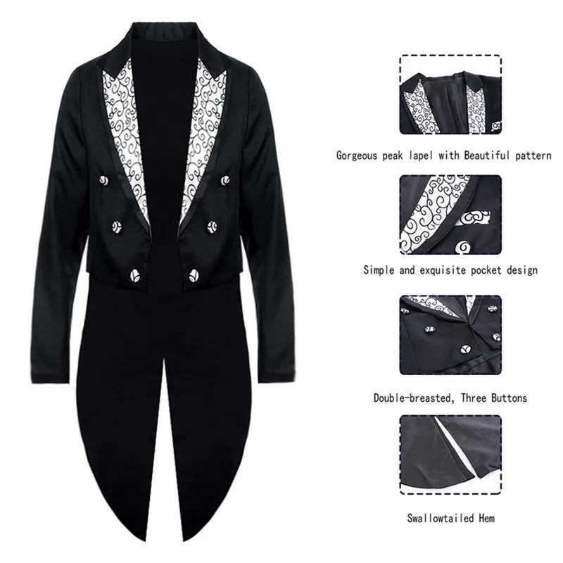 Men's Tuxedo Suits Set Classic Formal Tailcoat Tuxedo 2 Pcs Sets  Fashion Party Wedding Prom Clothing Male (Jacket+Pants)