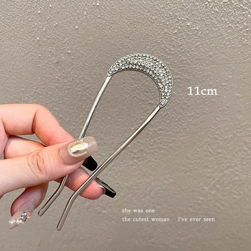 Pearl Hairpins U-shaped Metal Shell Hair Clip Pins Women Girls Hair Sticks Bun Maker Hair Styling Accessories Gifts