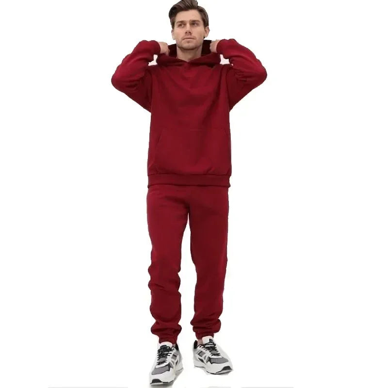 Basic Men/Women 2Pcs/Sets Sweatshirt Hoodies Pants Male Gyms Fitness Tops Joggers Sportswear Tracksuits