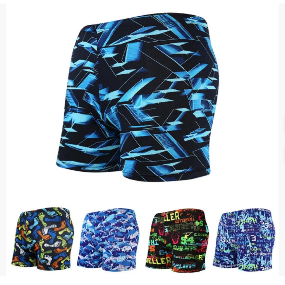 Adult Swimming Briefs Multicolor Printing Breathable Mens Swimming Trunks Avoid Embarrassed Beach Soak in A Hot Spring Drift