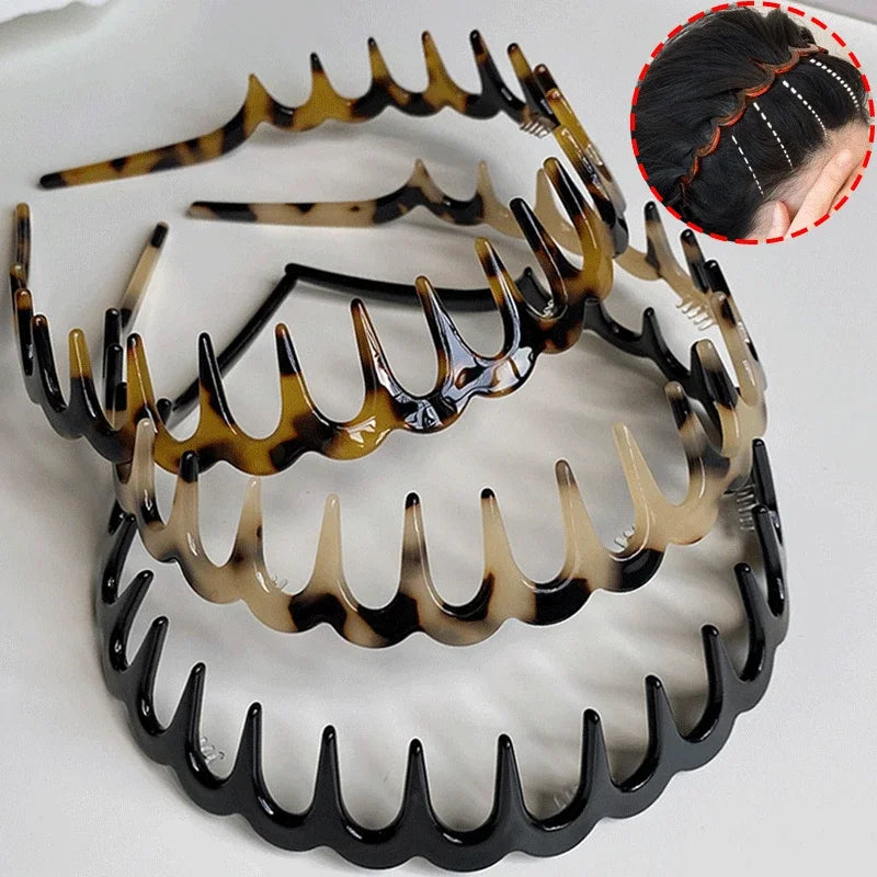 Fashion Wave Headbands for Women Solid Color Toothed Non-slip Hair Bands  Face Wash Sports Hairbands Hair Accessories