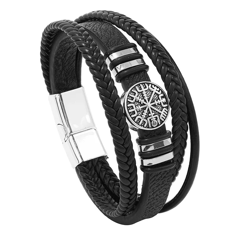 Tree Male Unique Design Trendy Vintage Cuff Men Bracelets PU Leather Bracelets Bangles for Men Jewelry