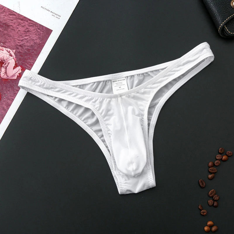 Men's Seamless Breathable Briefs Ultra-thin See-through Low-rise Underwear Sexy Transparent Low Waist Seamless Men's Solid