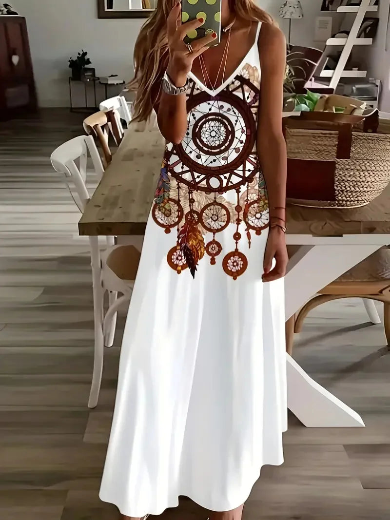 Summer Bohemian Style Women's Suspender Skirt Long A-line Oversized Casual Dress Women's Elegant  Summer Loose Beach Clothes