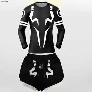 Jujutsu Kaisen Anime Compression T Shirt Suits Men's 2 In 1 Shorts Sport Running Jogging Gym Tracksuit Men Clothing Rashgard MMA