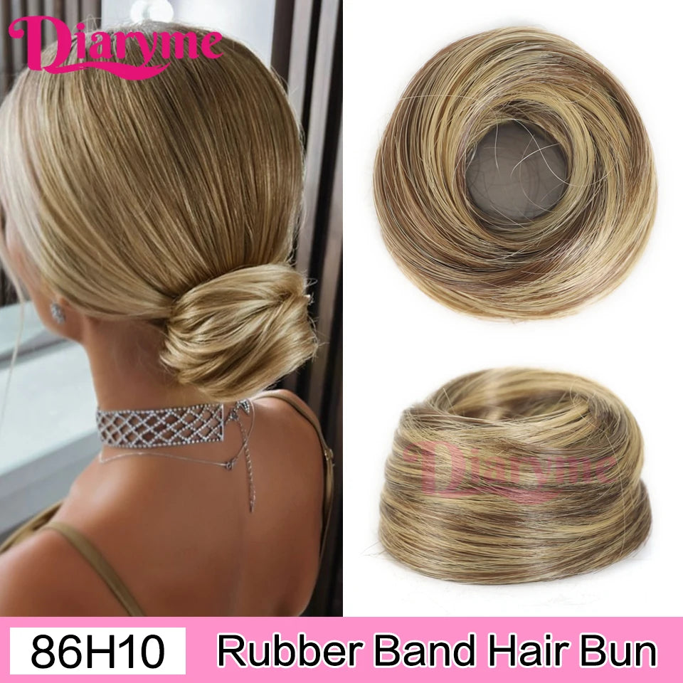 Synthetic Hair Bun Woman Straight Updo hair tie Elastic Rubber Band Chignon Hairpiece Extensions Hair Bands Natural Hairpiece