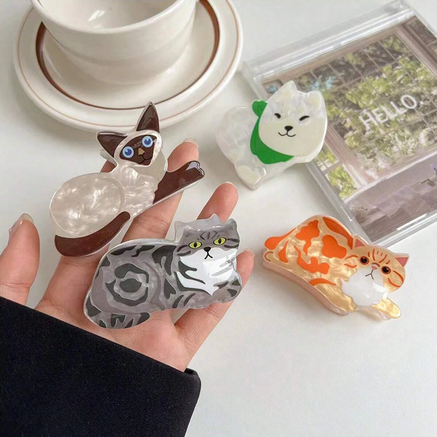 1pc cat hairpin lady cute little hairpin short long hair hairpin
