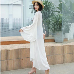 Summer Sun Protection Clothing Women Long Chiffon Cardigan Solid Color Ladies Shawl Female Cardigans Women Loose Thin Coats