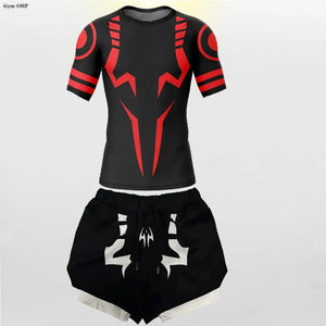 Jujutsu Kaisen Anime Compression T Shirt Suits Men's 2 In 1 Shorts Sport Running Jogging Gym Tracksuit Men Clothing Rashgard MMA