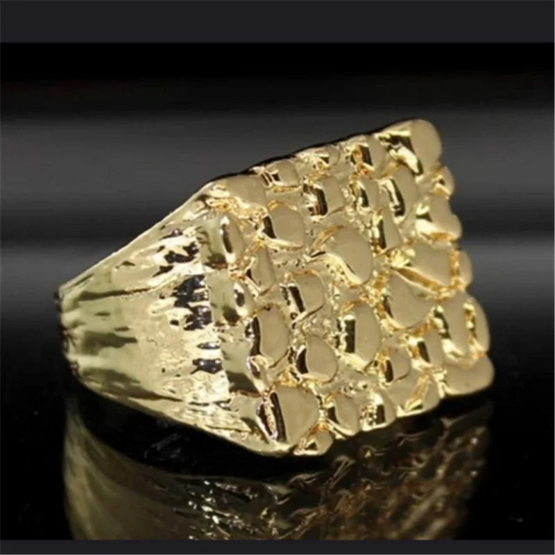 Jewelry Hollowed-out Ring Electroplating Protection Wear Resistant Men's Ring Personality Uneven Bumpy Rings