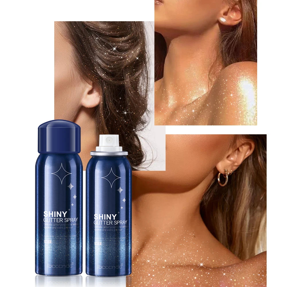 Hair, Body Glitter Spray Long Lasting  Starry Highlighter Glitter Spray Shimmery Face