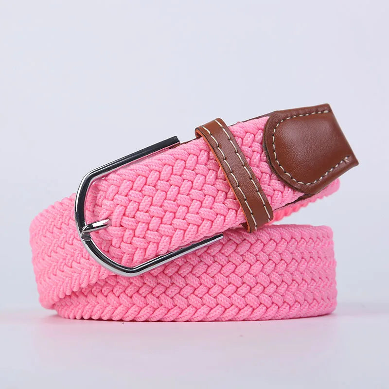 Casual Knitted Pin Buckle Belt Woven Canvas Elastic Expandable Braided Stretch Belts Women Jeans